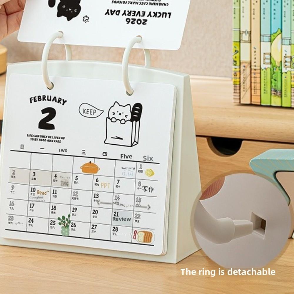 Cartoon 2026 Desktop Calendar Plastic Table Planner Creative Daily Planner  Office