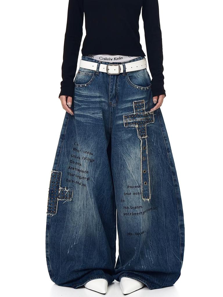 Unisex High Waist Barrel Jeans Loose Fit Streetwear Wide Leg Jeans Vintage American Zip Fly Stretch Denim Trousers