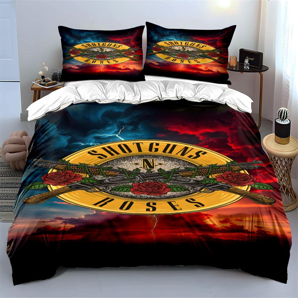 Shotguns and Roses Print Design Bedding Duvet Cover Set Duvet Cover Pillowcases (1*Duvet Cover 2*Pillowcases, without duvet insert)