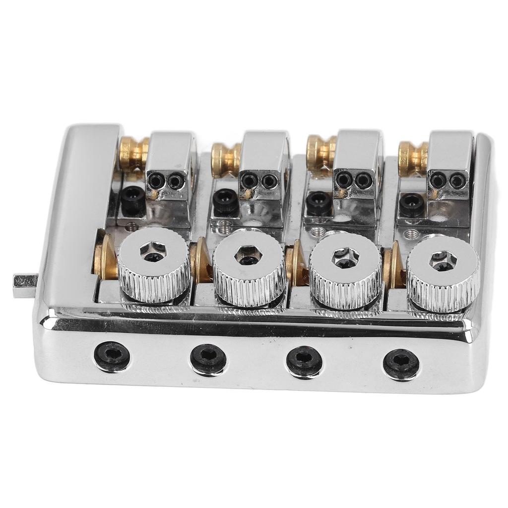 Cryfokt 4-String Headless Electric Bass Bridge with String Lock Zinc Alloy Brass Replacement Part Silver Smooth and Precise String Action