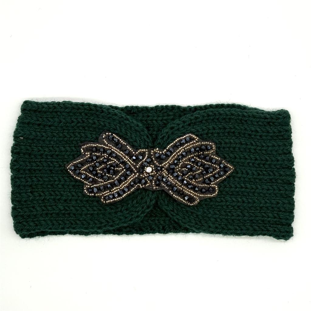 Crystal Beaded Winter Knit Headband Warm Turban Headwrap Hairbands Wool Ear Warmer Headscarf Head Wear Hair Accessories for Women Bandeau Bandanas