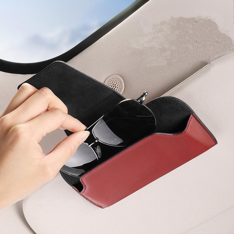 Universal Car Sunglasses Holder Case Auto Sun Visor Glasses Box Clip Sunglasses Holder Magnetic Fastener Eyeglasses Storage