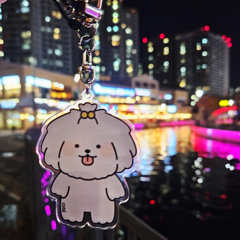 Coton de Tulear puppy character keychain key ring