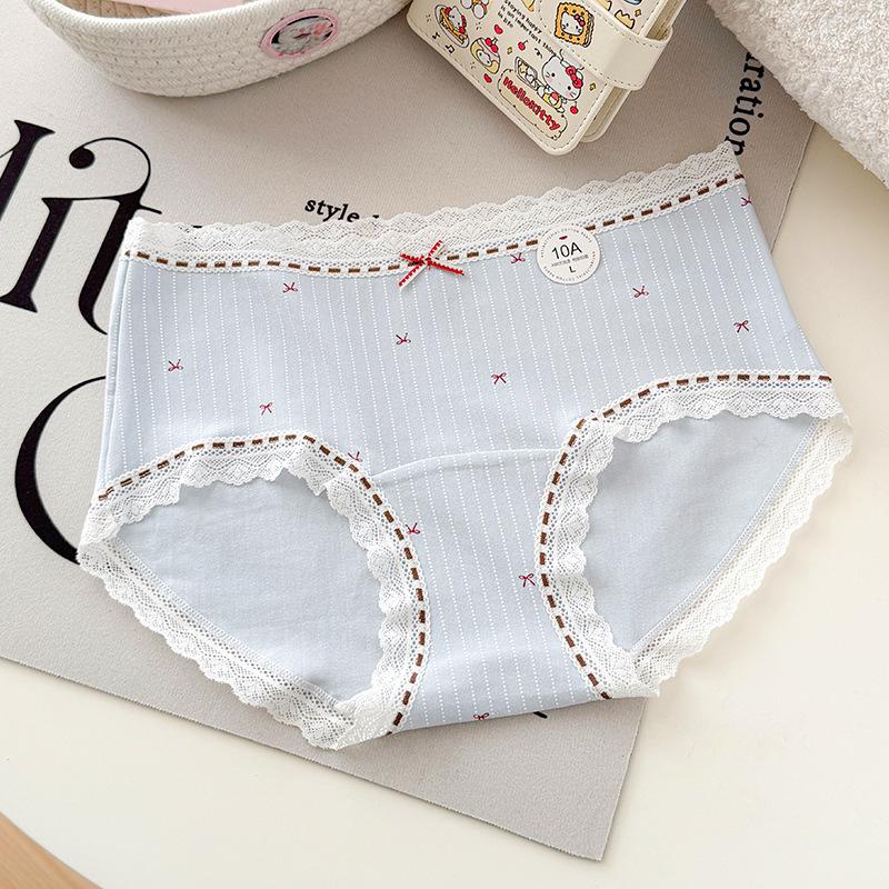 Girls Autumn and Winter Frown Cute Bear Rabbit Pure Cotton 10A Antibacterial Middle Waist Briefs