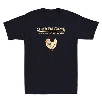 Chicken Game Don't Look At The Chicken Funny Chicken Meme Vintage Men's T-Shirt