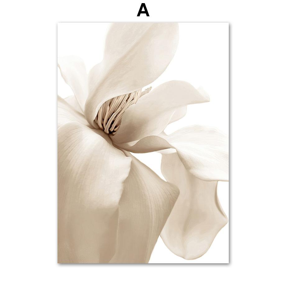 Vitt skal Strand Blomma Maskros Linje Abstrakt Figurkonst Dukmålning Nordiskt tryck Affischer Väggbilder för hemdeocr