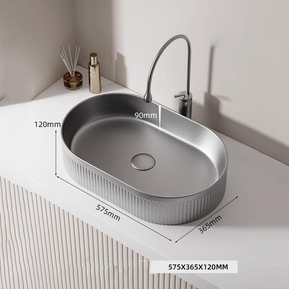 Bathroom Counter Top  Ceramic Sink Rectangular Lavatory Porcelain White Wahsbasin