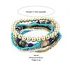 Women Silver Multi-layer Elastic Bangle Beaded Bracelet Boho