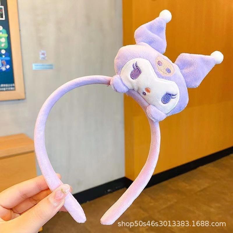Kawaii Sanrio Kuromi Melody Figure Face Wash Makeup Hairband Cinnamoroll PompomPurin Sweet Non Slip Elastic Hair Accessories