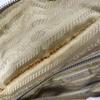 Prada Quilted Tessuto Nylon Tote Boston Bag Handbag One Shoulder Brown Beige Leather Triangle Logo Plate