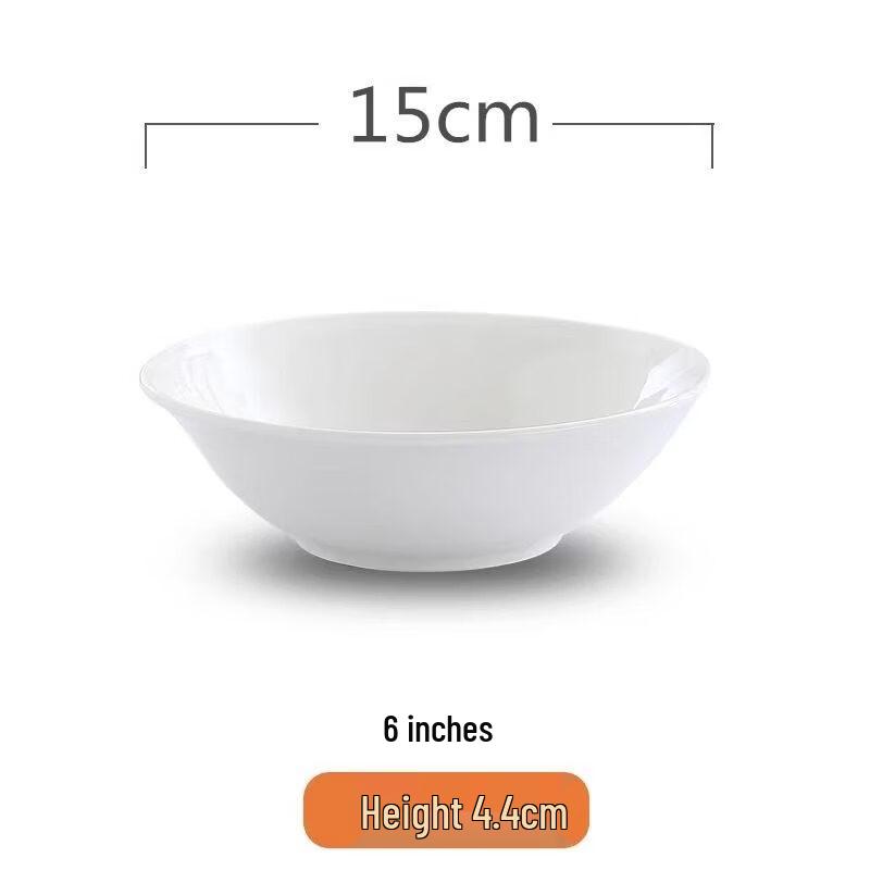 Thick White Ceramic 6-inch Dining Bowl Set
