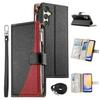 For Samsung Galaxy A25 5G (Global) (161.0mm) Etui Glidelås Lommebok Fargespleiset Lær Flip Telefondeksel med Stropper