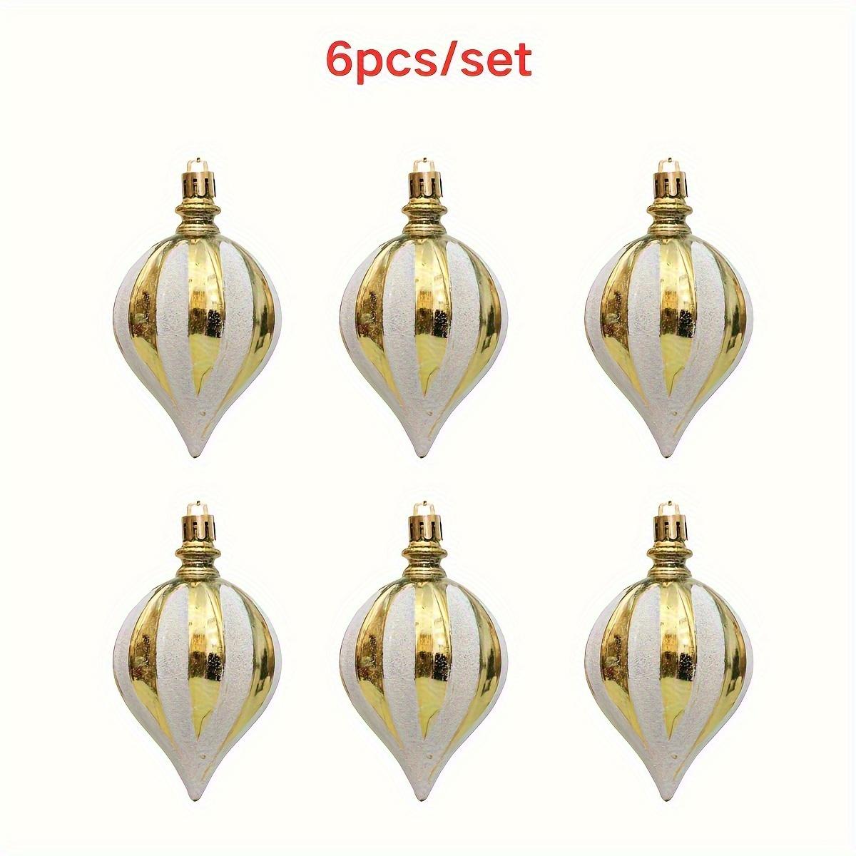 

6pcs Holiday Christmas Tree Decorations Durable Plastic, Suitable for Various Scenes Home, Wedding,Party Indoor/Outdoor Featherless Ornament Set золотистий
