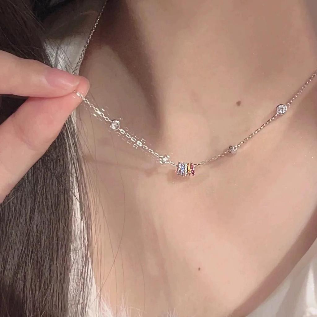 Zhongying Multi-Layer Colorful LuLu Tong Pendant Necklace – Sweet Spicy Girl Style Clavicle Chain for Women