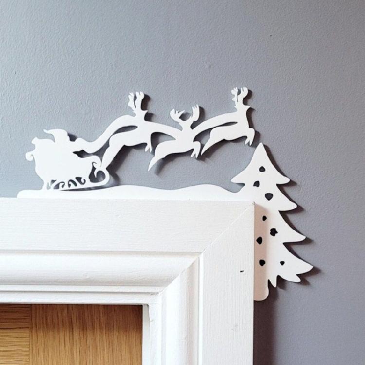 Door Frame Sign Christmas Wall Corner Decoration Metal Door Toppers Ornament Festives Home Embellishment Supplies