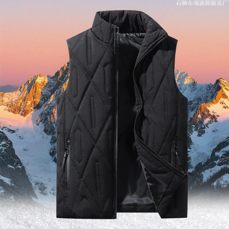 New down cotton vest autumn and winter couple warm vest Korean version trend removable hat outer wear thickened vest