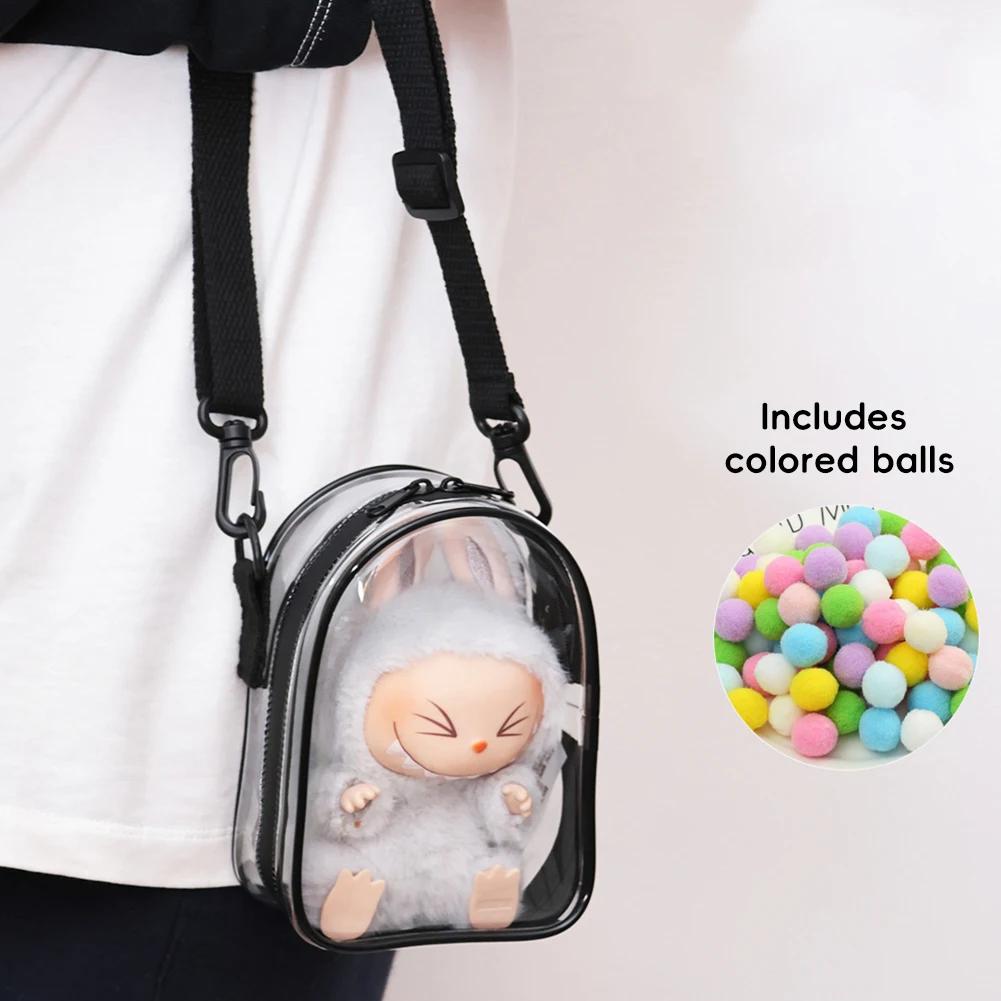 For 17cm Labubu 15cm Cotton Doll Mystery Box Storage Case Doll Organizer Box Square Plush Dolls Display Bag Doll Accessories