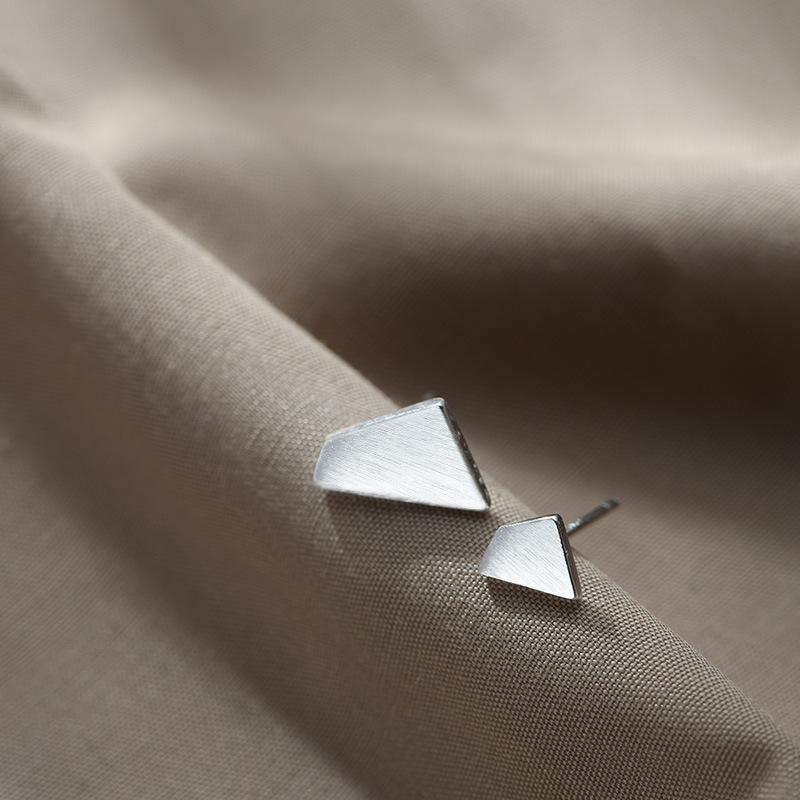 Polygonal Stud Earrings Female Personality Irregular Geometric Shape Asymmetrical Brushed Student Korean Version Niche Design Earrings