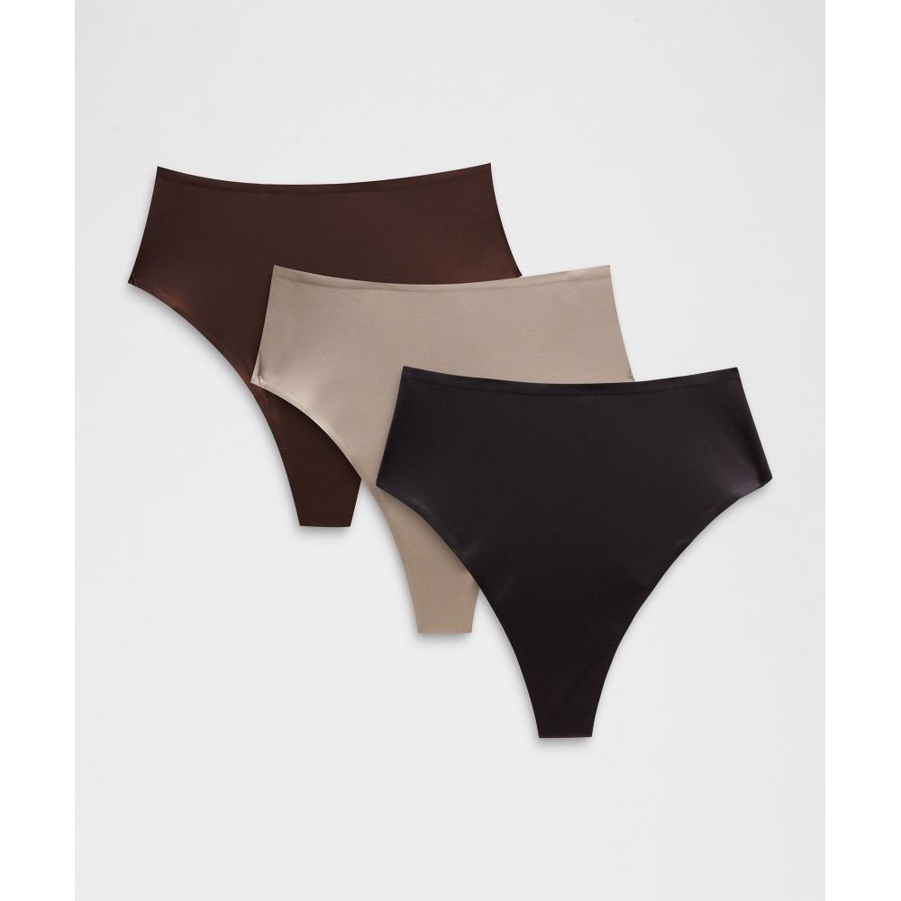 

Lululemon Wundermost Ультрамягкие трусики-стринги Nulu с высокой талией, 3 шт., черный цвет Riverstone Espresso XXS