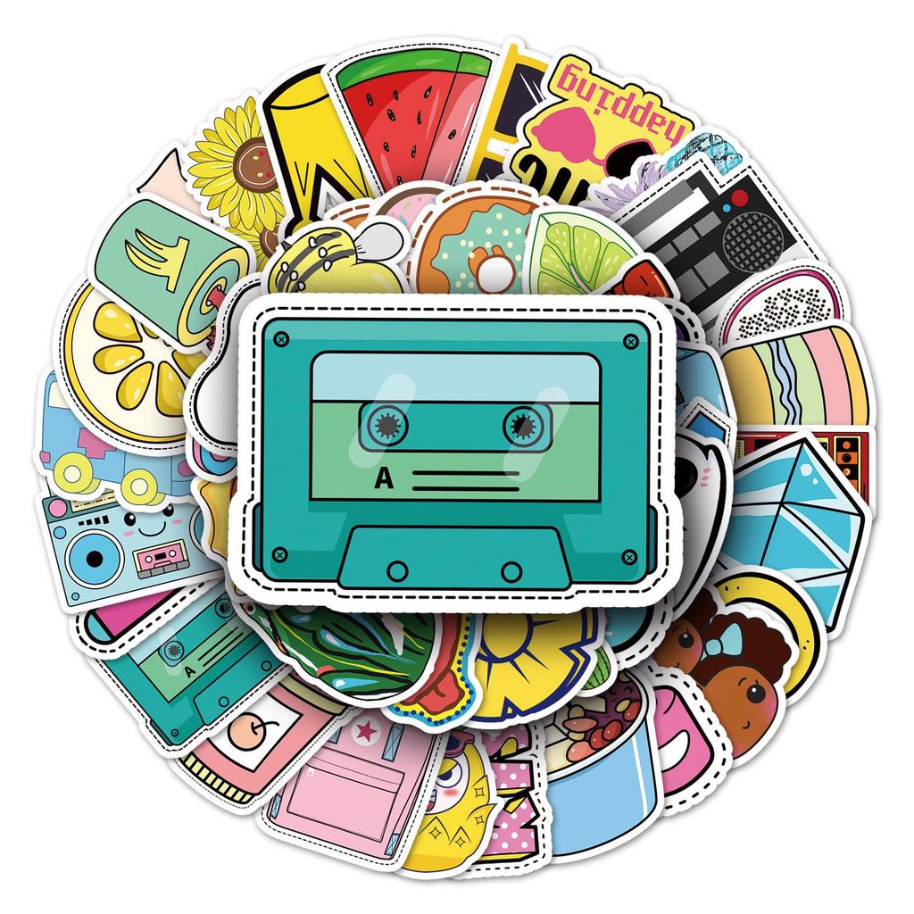 53PCS Waterproof VSCO Cartoon Stickers for DIY Phone Cases and Luggage