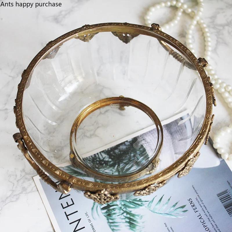 Bol cu Fructe Binaural Alama Bol din Sticlă de Cristal Farfurie pentru Fructe Tavă Decorativă pentru Depozitare Boluri pentru Salată Tavă pentru Gustări Formă de Tort Farfurie pentru Desert