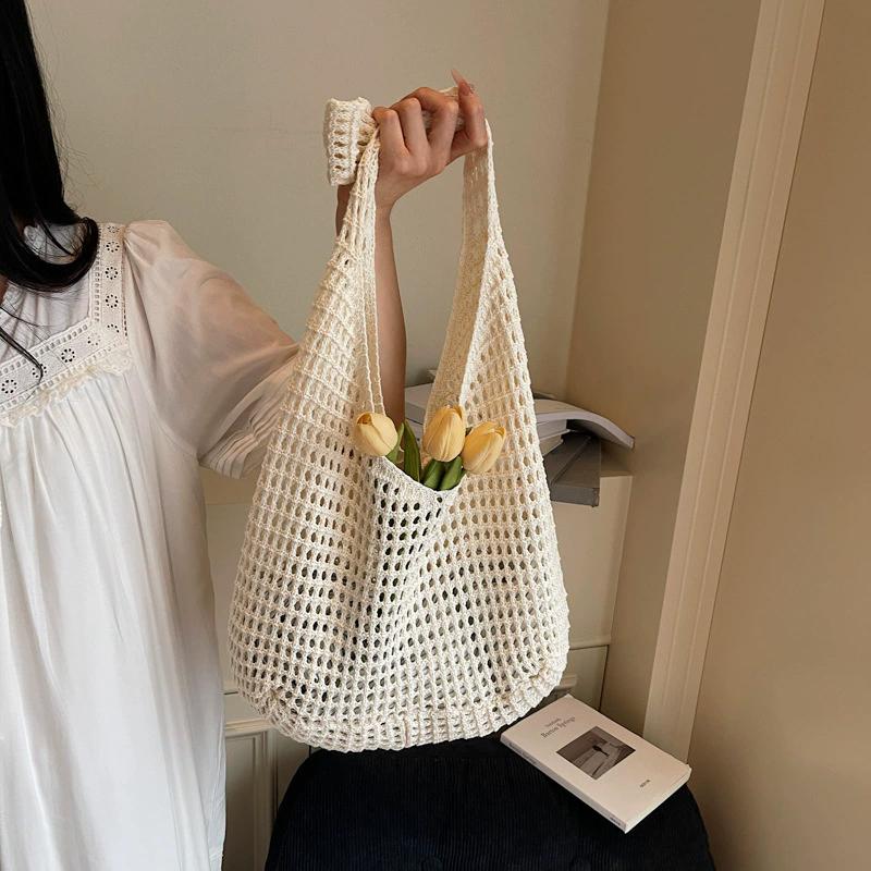 Creative Large Capacity Shoulder Bags Casual Simple Handbags Vintage Multifunctional Woven Shopping Tote Beach Bag
