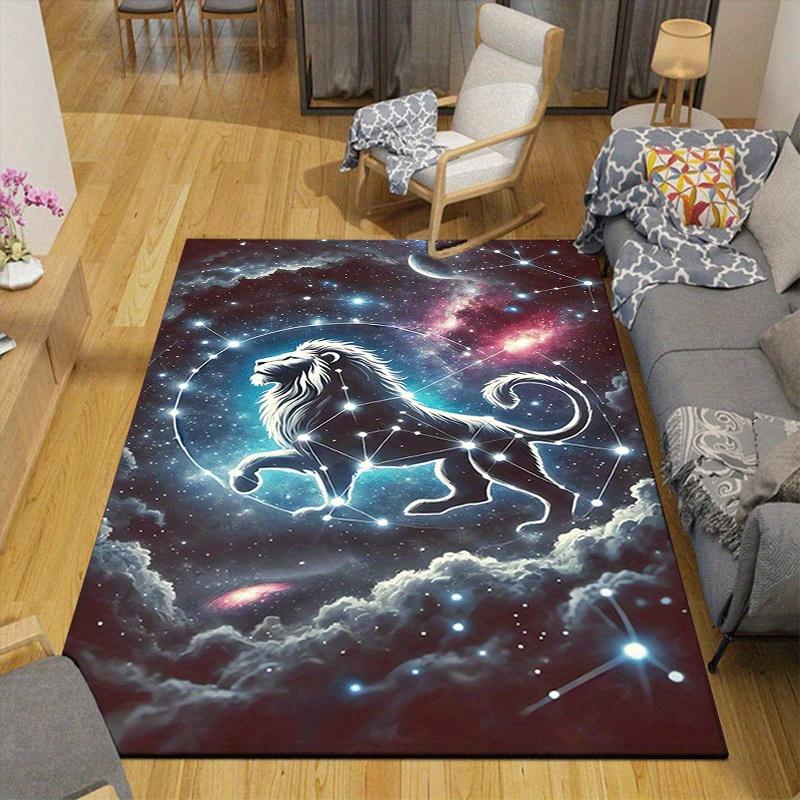 1pc Leo Pattern Area Rug, Anti slip Non Shedding Stain Resistant Carpet