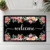 Elegant Door Mat Carpet Rugs Watercolor Floral "Welcome" Pattern Non Slip Print Entryway Rug for Elegant Home Decor