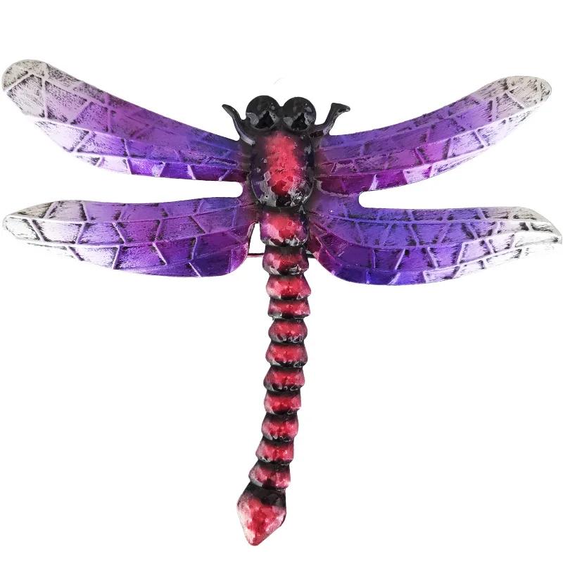 Metal Dragonfly Wall Decoration Outdoor Courtyard Garden Fence Iron Art  Pendant Home Decoration Crafts