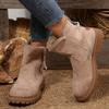 Vintage Faux Suede Platform Ankle Boots Women Anti Slip Fleece Lining Snow Boots Woman Plus Size 36-43 Thick Sole Short Booties