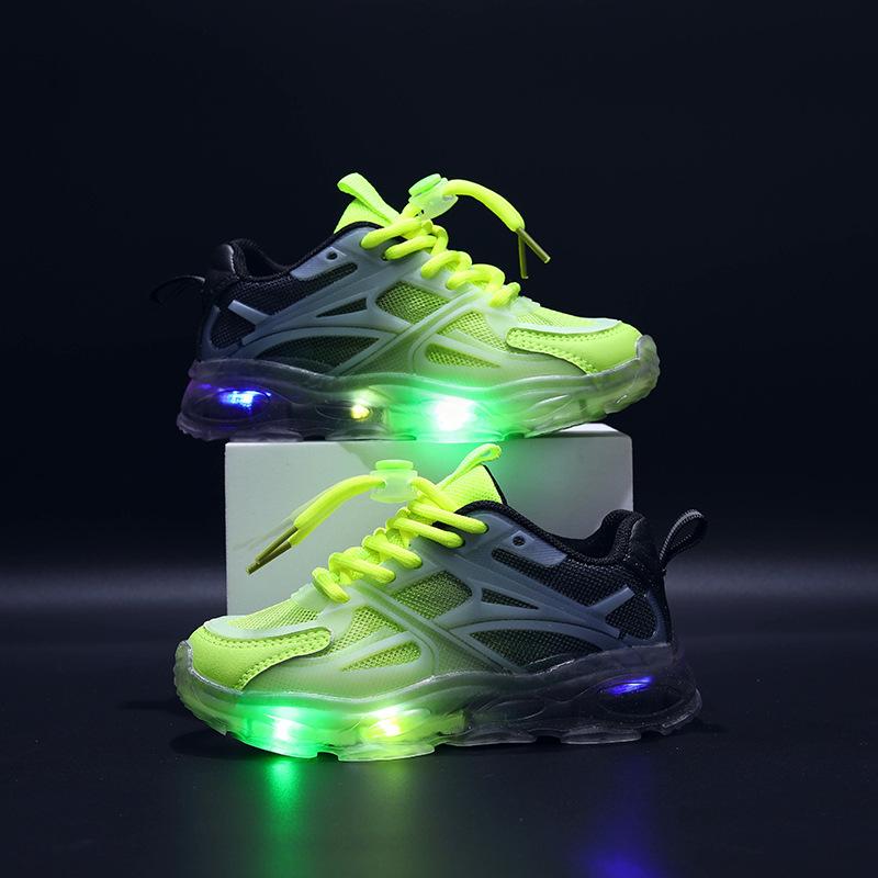 Girls' Breathable Net Shoes, Boys' Casual LED Flashing Shoes, Summer Children's Lightweight Sports Shoes