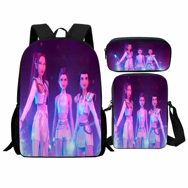 Set da Scuola a Tre Pezzi Huntrix Kpop Witch Hunters K-Pop Studente, Zaino Borsa Astuccio
