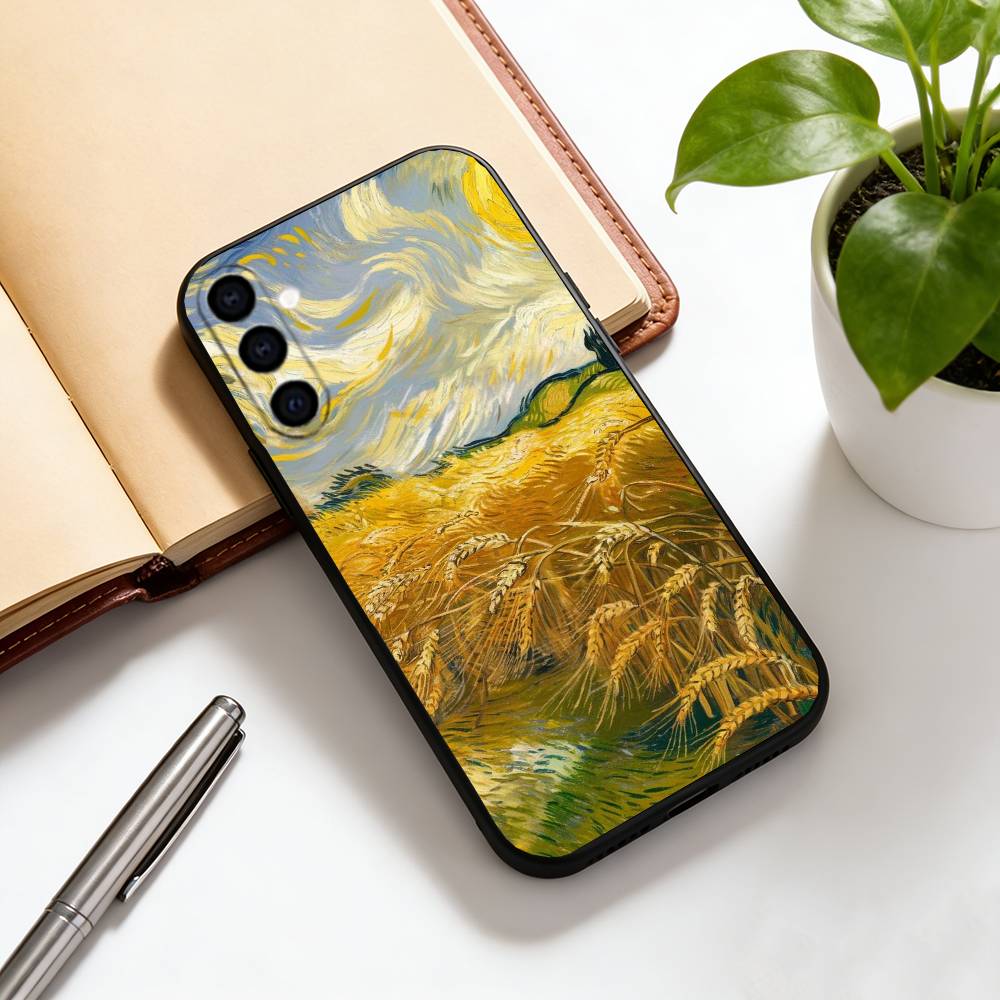 Oil painting Phone Case For Samsung Galaxy A73,A72,A71,A70,A53,A52,A51,Soft Silicone Black Cover
