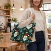 Christmas Santa Pattern Tote Bag Fashion Daily Carry Handbag for Holiday Shopping