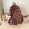 Schoolbag Autumn and Winter New Retro Plaid Backpack Female College Student Korean Version Large Capacity Lightweight Backpack College Style 