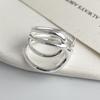 925 Sterling Silver Rings for Women Couple Minimalist Handmade Simple Interlines Ring Fine Jewelry Gift Prevent Allergy
