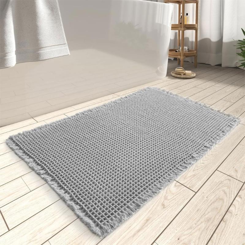 Safe Bath Mat Unique Weave Pattern Soft High Water Absorption Slip Resistant Suitable for Bathroom Mat