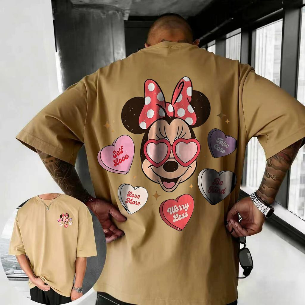 Summer 2026 Disney Cute Mickey Mouse Print Tshirt 100 Pure Cotton Shortsleeved Casual Loose Breathable Top Unisex