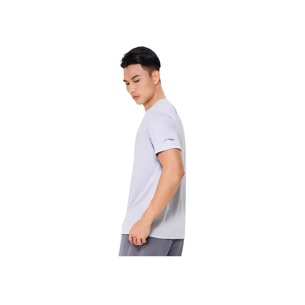 Li Ning Plain Pattern Printed Round Neck Short Sleeve T-Shirt Men Tops Purple ATSR487-2