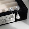 Premium light luxury French retro niche earrings elegant court style zircon flower water drop pearl earrings women