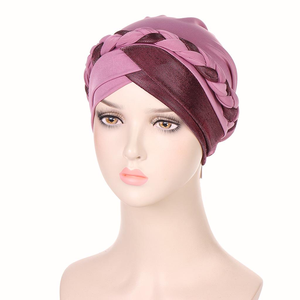 Multicolor Lurex Stitch Milk Silk Braid Headscarf Hat