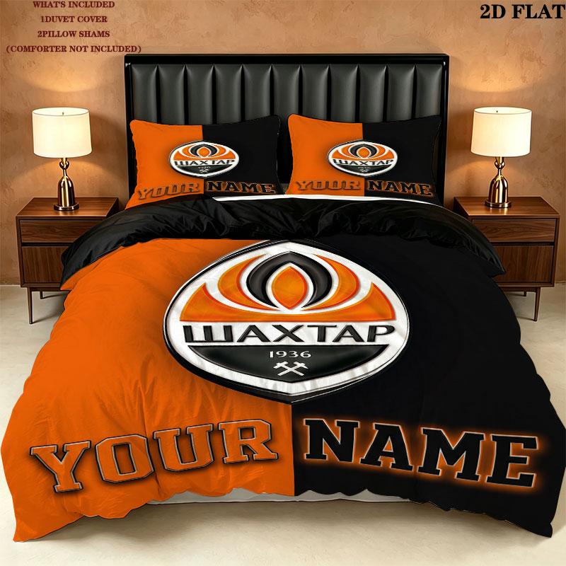 Custom Fc Shakhtar Donetsk Bedding Quilt Set Quilt Cover Pillowcase Home Decoration Birthday Gift (1 * duvet cover + 2 * pillowcase, without core)