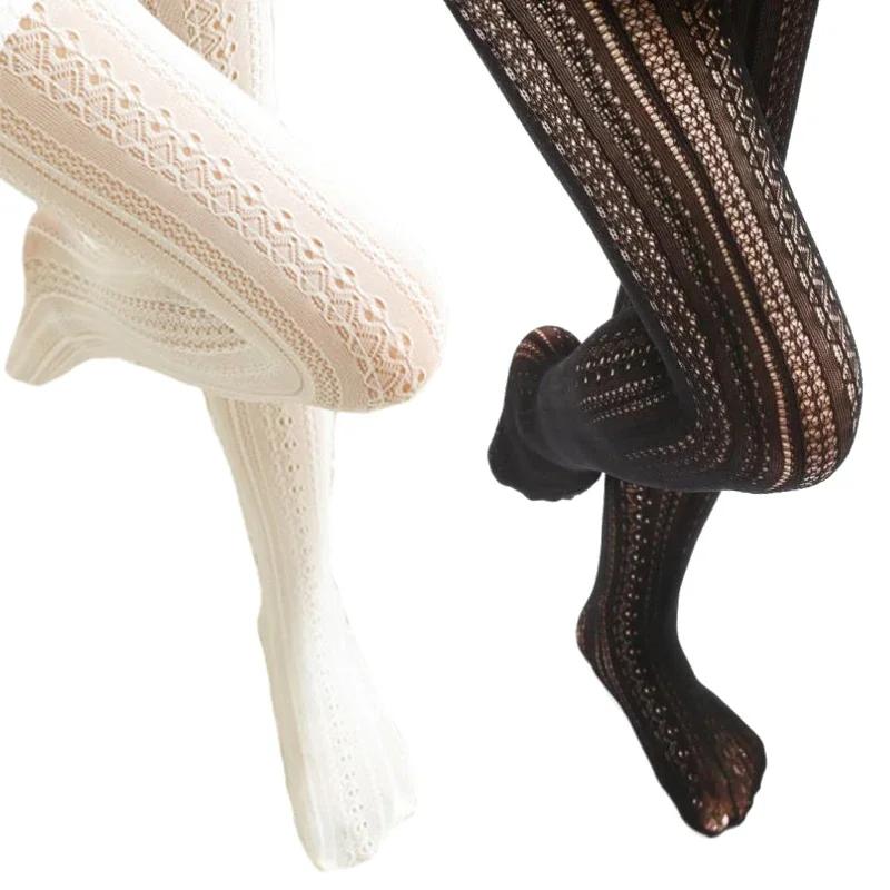 Women Lolita Tights Lace Stockings Woman Hollow Out White Female Pantyhose Stockings Tattoo Tights Pattern Autumn