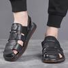 Genuine Leather Men's Summer Sandals - Closed Toe, Non-Slip Outdoor & Driving Shoes with Trendy Cowhide Sole