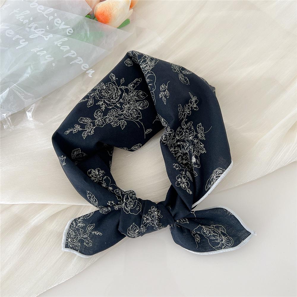 58 Cotton Linen Small Square Silk Scarf for Women - Spring/Autumn/Summer Korean Style Headband & Decorative Scarf