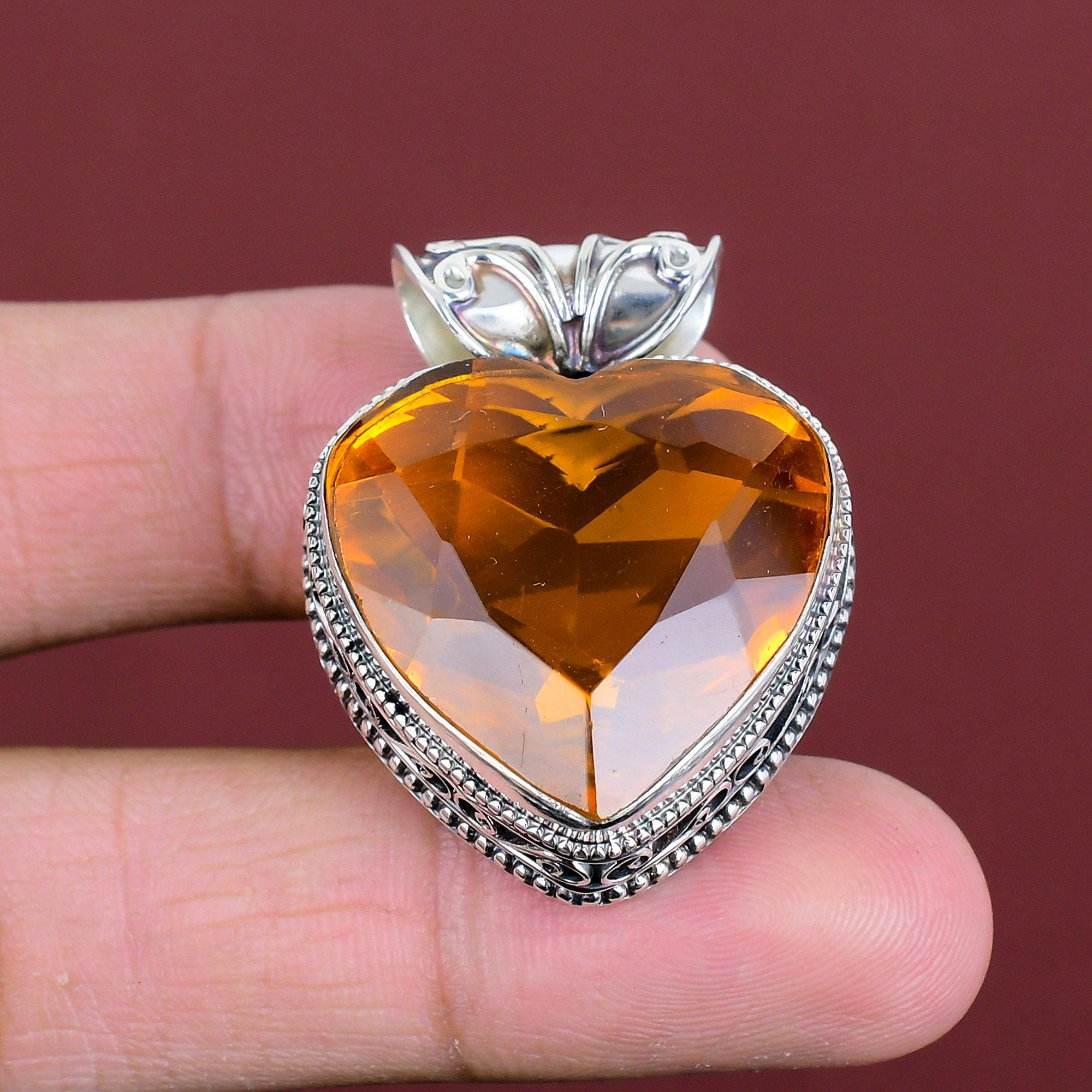 

Faceted citrine pendant natural gemstone pendant vintage pendant 925 sterling silver pendant decent jewelry handmade pendant gifts for mom