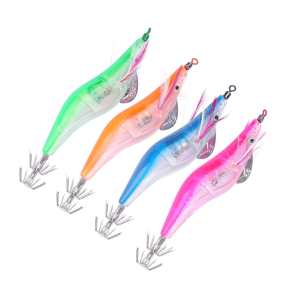 10cm 4 Colors Electric Luminous Bionic Shrimp Shape Saltwater Squid Fishing Lures