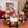 Plaid Button Christmas Snowman & Reindeer Plush Ornament