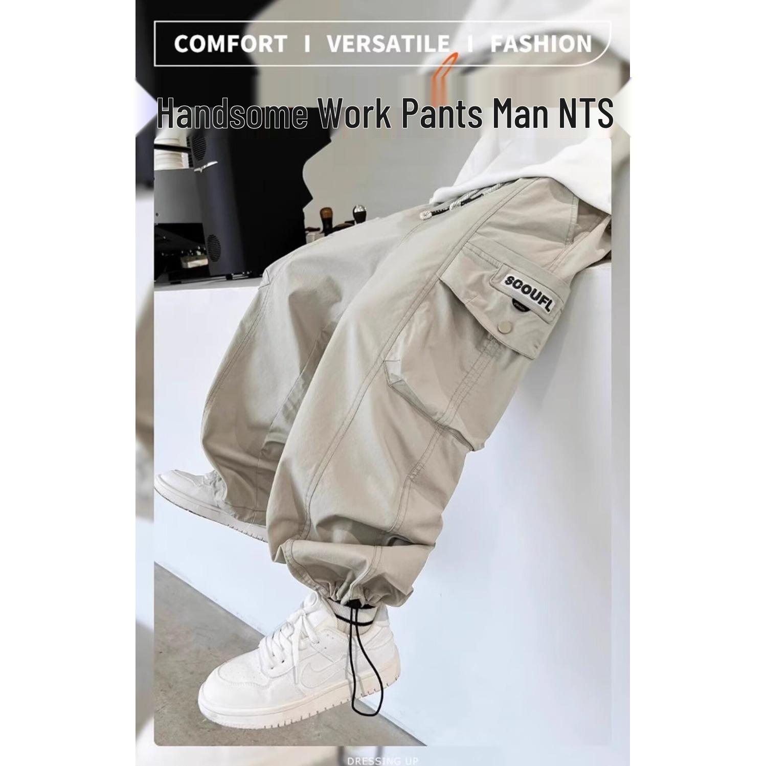 

2025 Мальчиковые карго стритвир: Модные весенне-осенние длинные брюки в стиле хип-хоп для старших детей 130 хаки