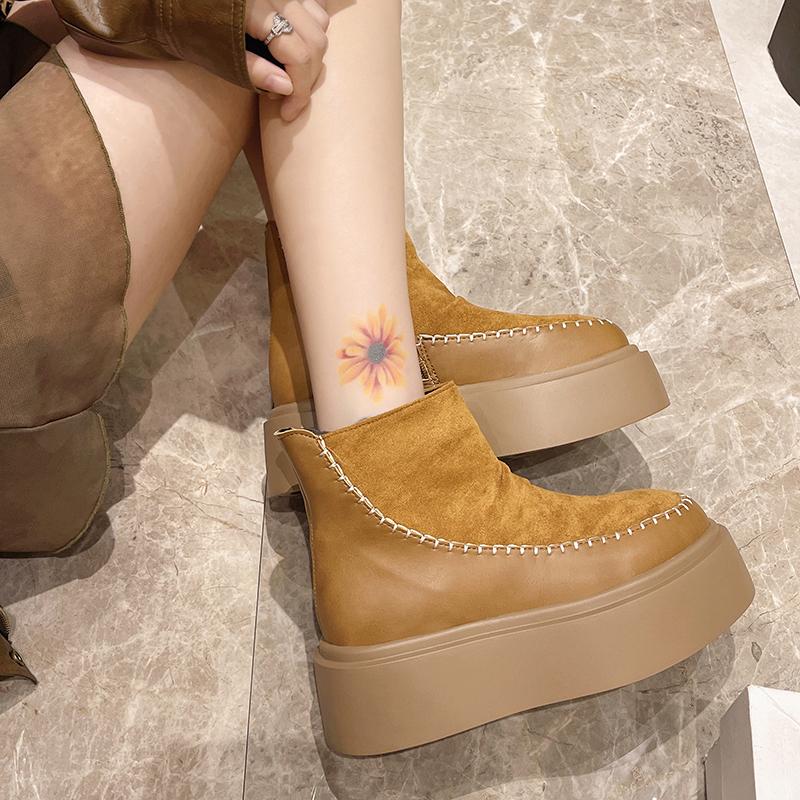 Fashion Suede Flats Platform Snow Ankle Boots Woman Shoes Winter New Comfort Walking 2024 Trend Fashion Sneakers Casual Walking